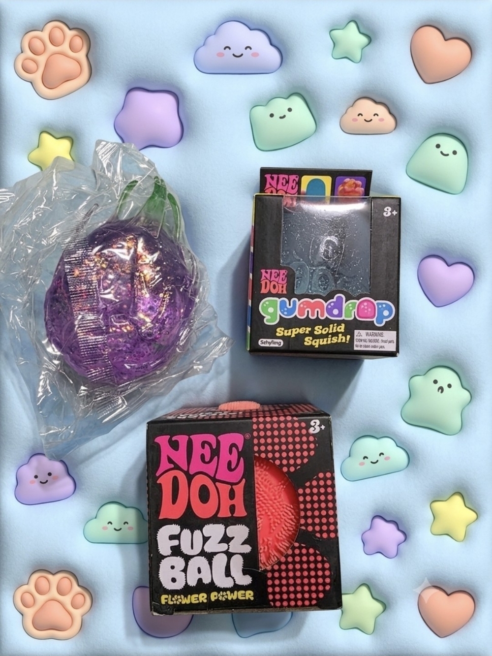 Needoh Fuzz Ball & Gum Drop Squishy Bundle